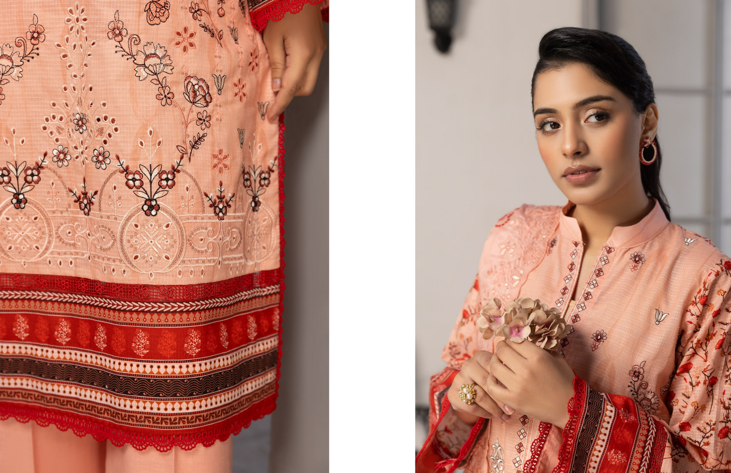 Bin Naeem Premium Digital Printed Lawn 3 Piece Suit – Soft Peach