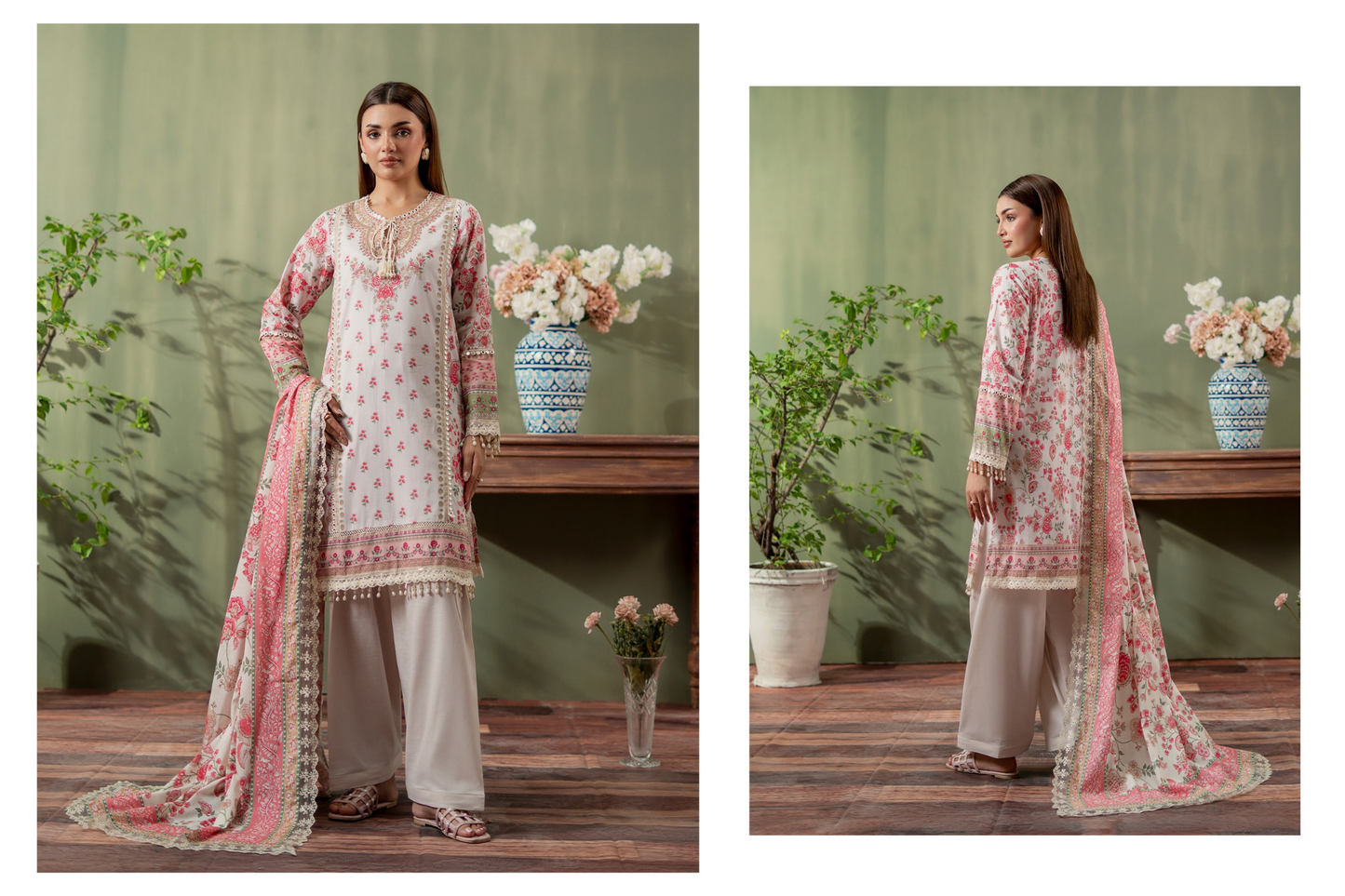 Mausummery Collections - Gulbahar - Off White Pink