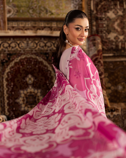 Luxury Embroidered Lawn 3 Piece Suit – Pastel Grey