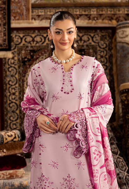 Luxury Embroidered Lawn 3 Piece Suit – Pastel Grey