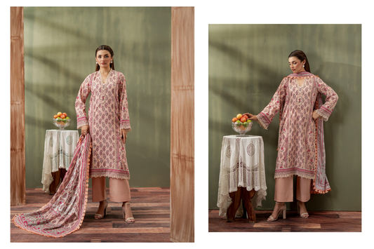 Mausummery Collections - Gul-e-Kanwal - Peach Beige