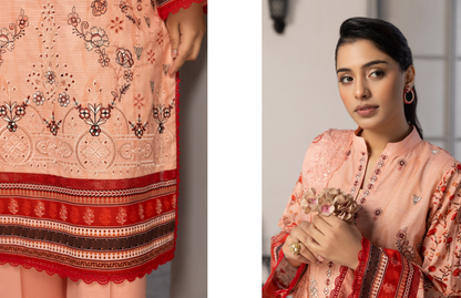 Bin Naeem Premium Digital Printed Lawn 3 Piece Suit – Soft Peach