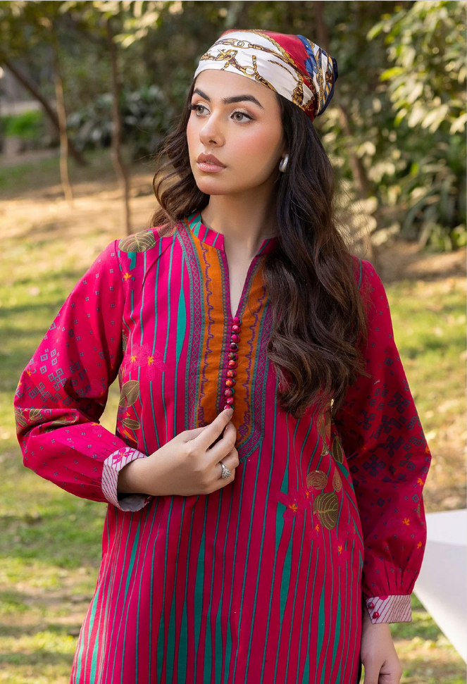 Charizma Premium Lawn 3 Piece Unstitched Suit – Magenta
