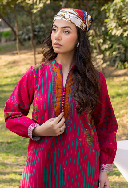 Charizma Premium Lawn 3 Piece Unstitched Suit – Magenta
